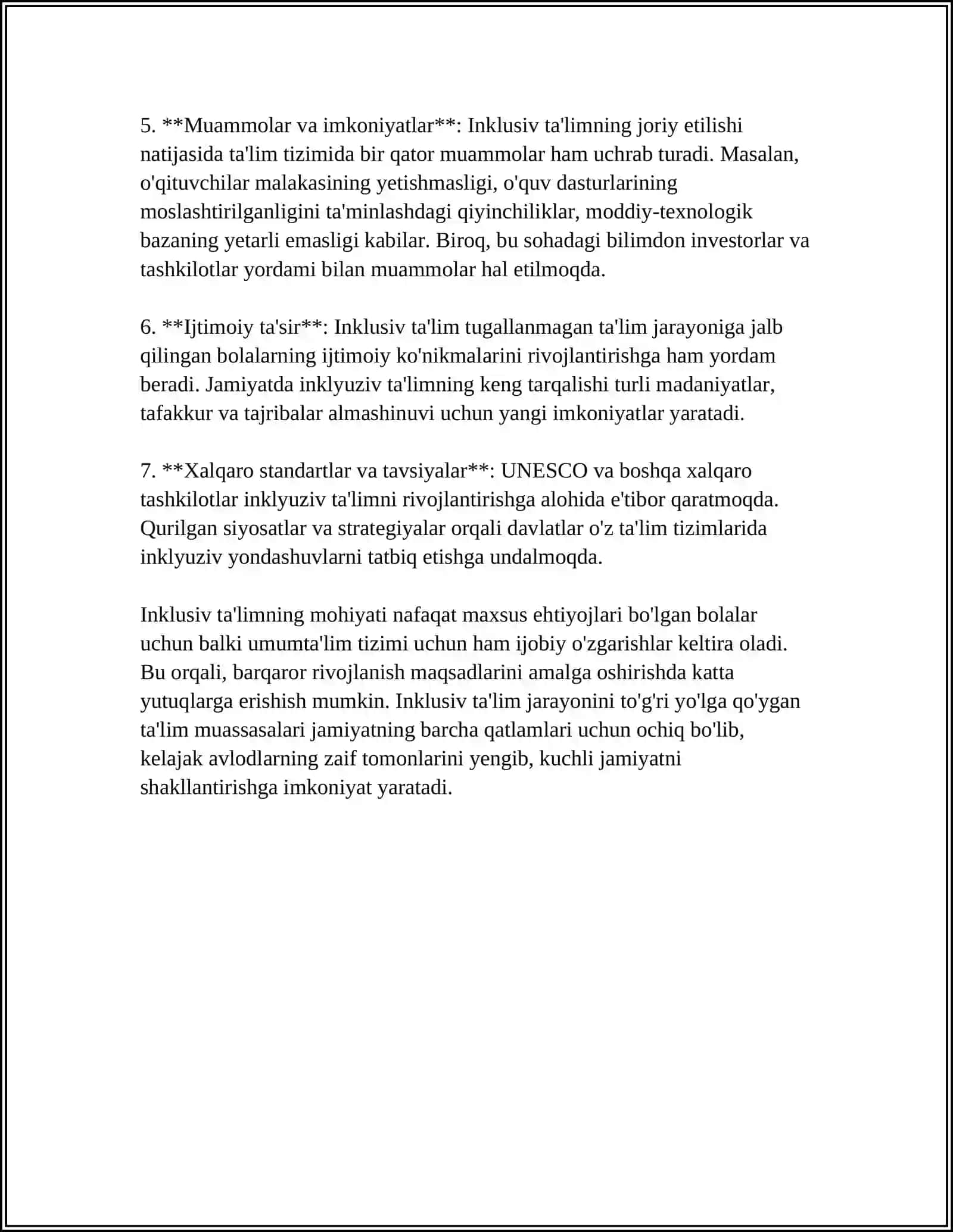 OʻZBEKISTONDA IMKONIYATI CHEKLANGAN BOLALAR UCHUN INKLYUZIV TAʼLIM 4
