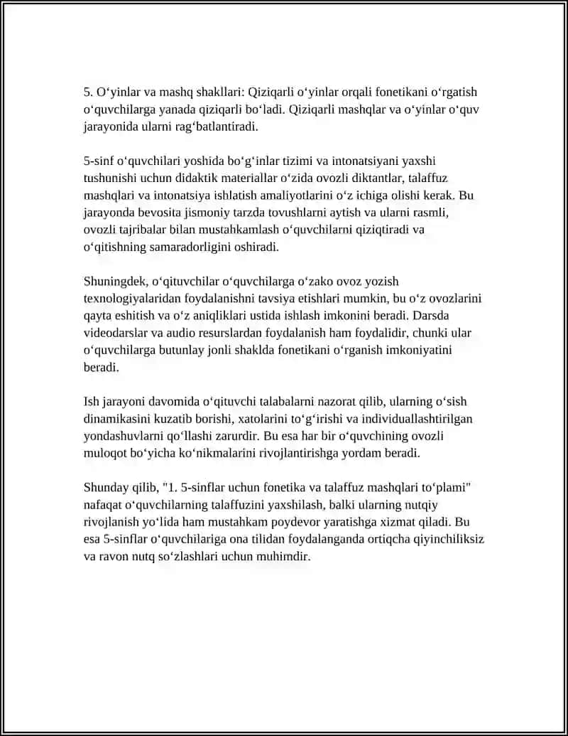 5-sinflar uchun fonetika va talaffuz mashqlari toʻplami 4