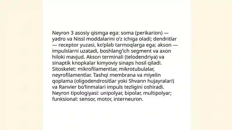 Nerv toʻqimasining tarkibi va hujayralari 4