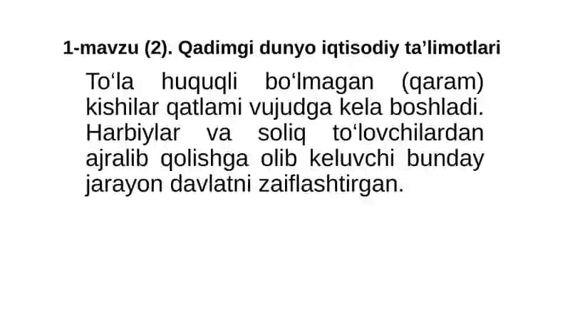 Qadimgi dunyo iqtisodiy ta’limotlari 4
