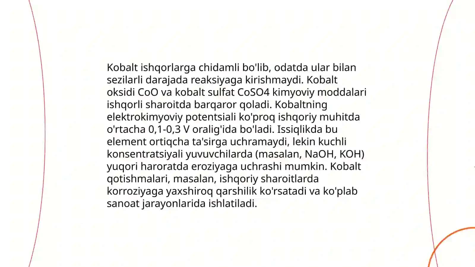 Temir,kobalt va Nikelni ishqorlarga munosabati 4