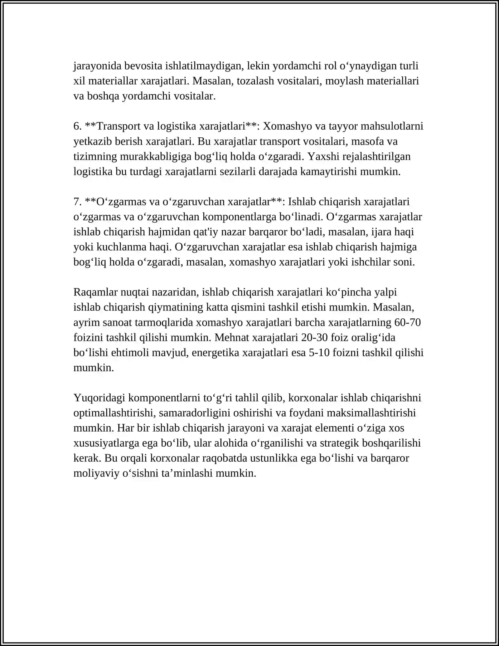 ISHLAB CHIQARISH XARAJATLARINING TARKIBI VA DINOMIKASI TAHLILI 4