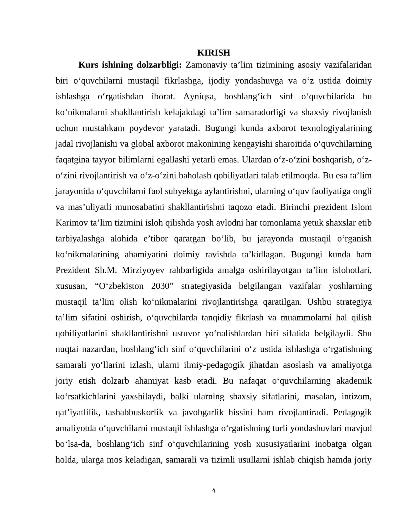 BOSHLANGʻICH SINF O’QUVCHILARINI O’Z USTIDA ISHLASHGA O’RGATISH USULLARI 4