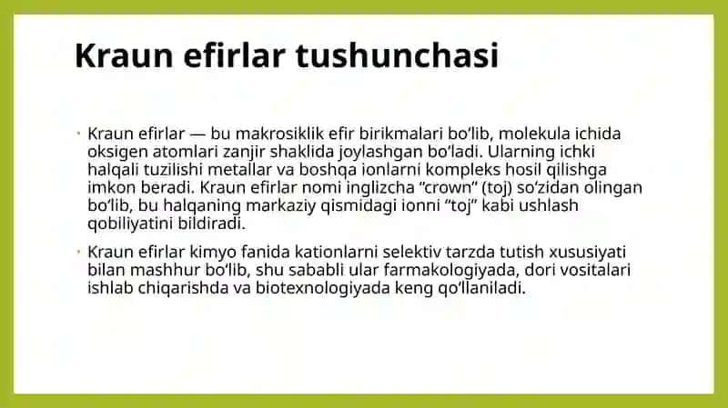 Kraun efirlar-dori vositalari sifatida 4