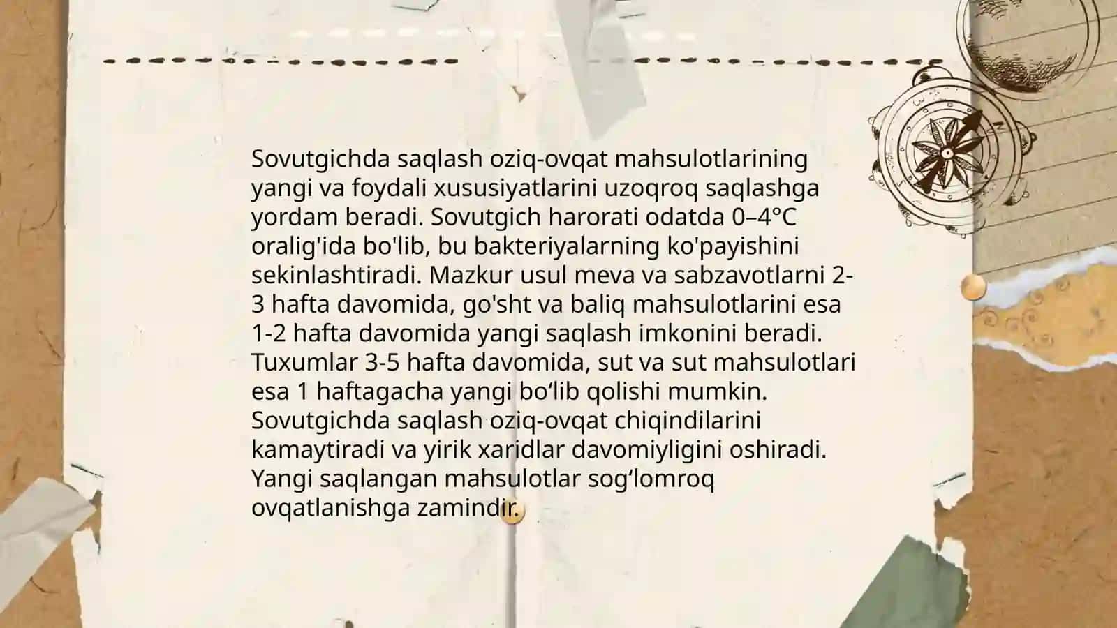 Omborxona, sovutgich, uyum va xandaqlarda tanlangan saqlash usulini xususiyatlari 4