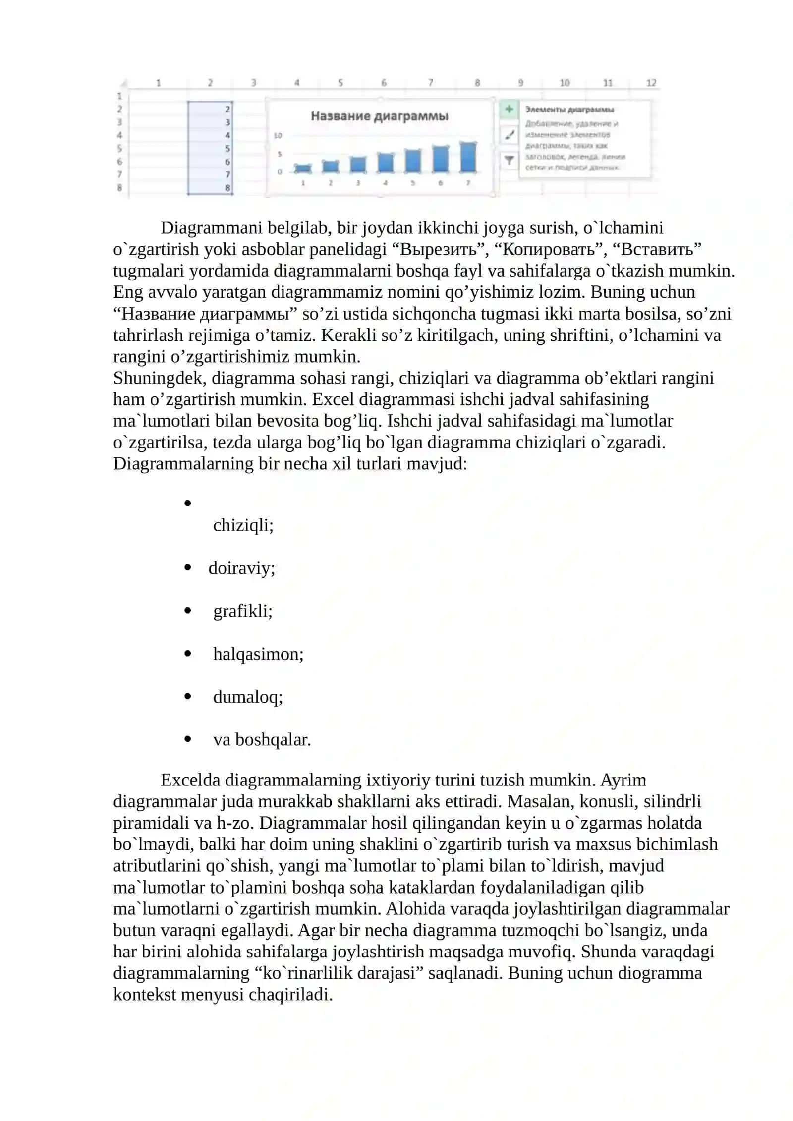 MsExcel dasturida diagrammalar bilan ishlash 4