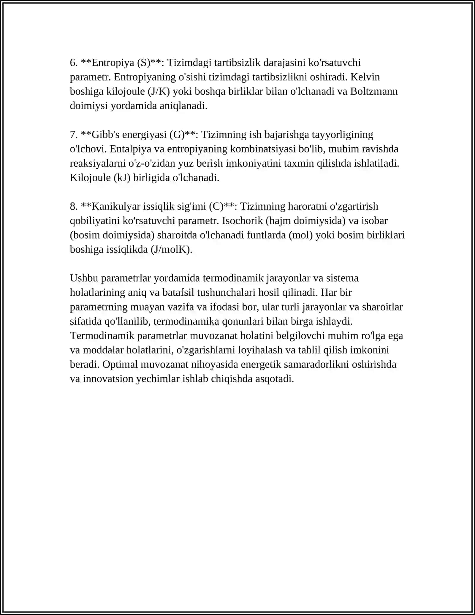 ORGANIZMNING TERMODINAMIK PARAMETRLARI. ULARNING O' ZGARISHI BILAN KELIB CHIGADIGAN KASALLIKLAR 4