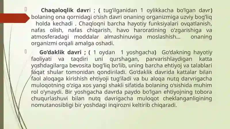 Insonning rivojlanish bosqichlari va yosh davrlari 4