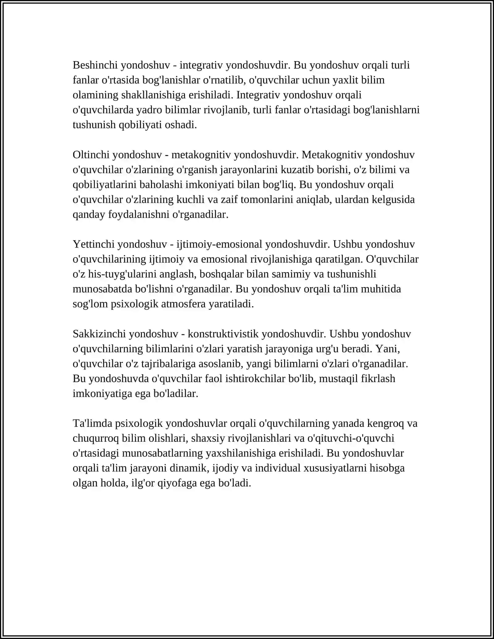 MUSTAQIL ISH Mavzu: PEDAGOGIK PSIXALOGIYA METODLARI 4