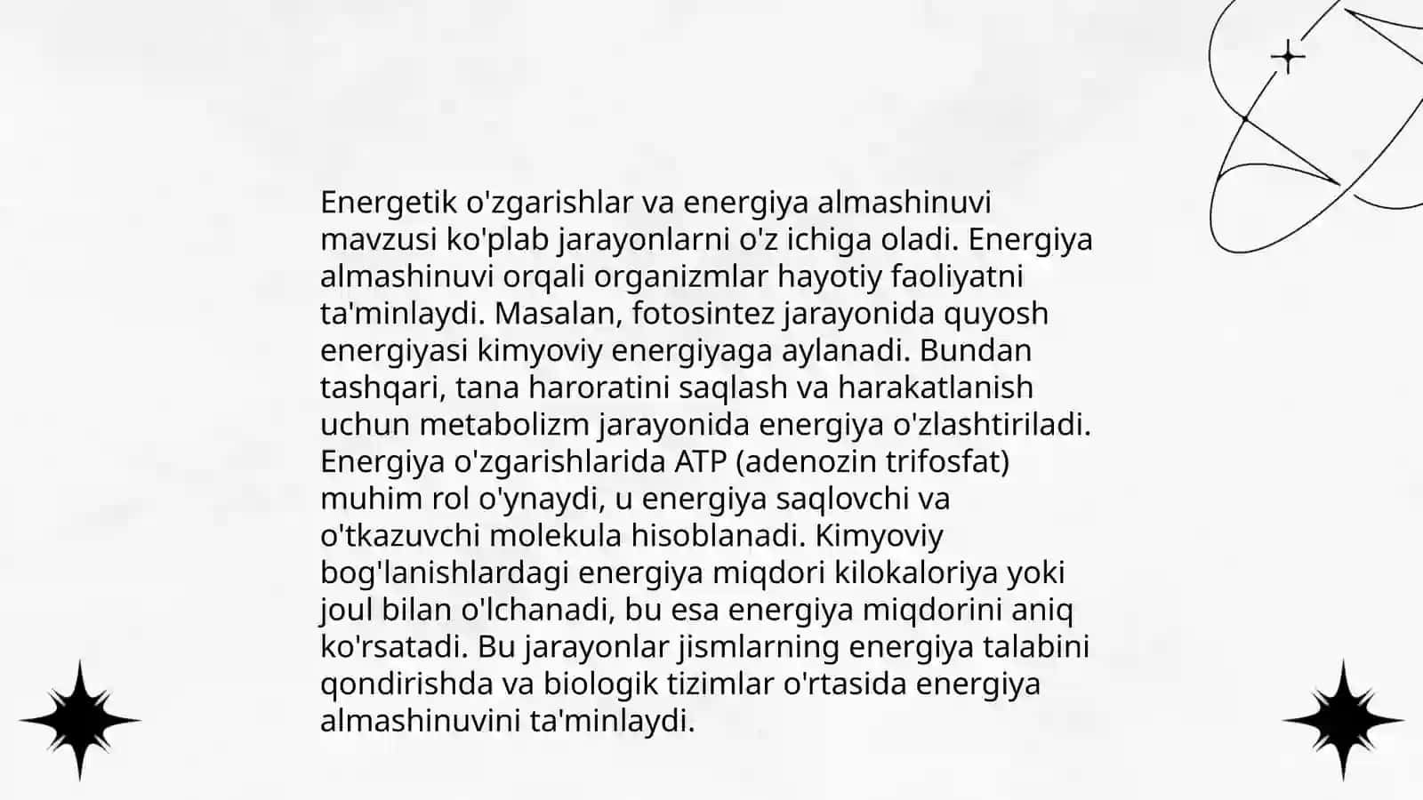Modda va energiya almashinuvi fiziologiyasi 4