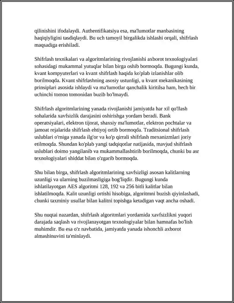 SHIFRLASH ALGORITMLARINING ASOSLARI 4