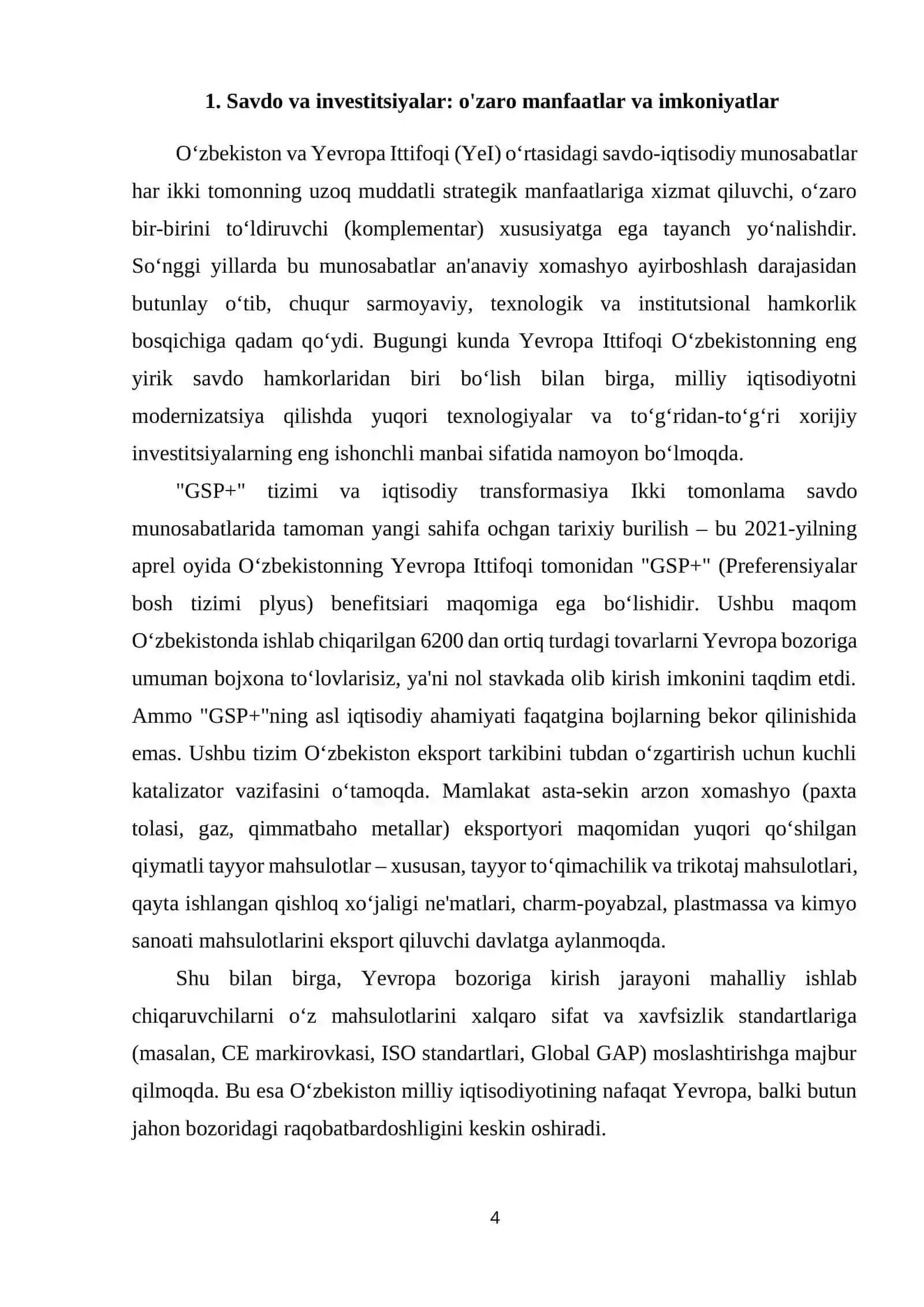Yevropa Ittifoqi va O’zbekiston manfaatlarining o’zaro aloqasi 4