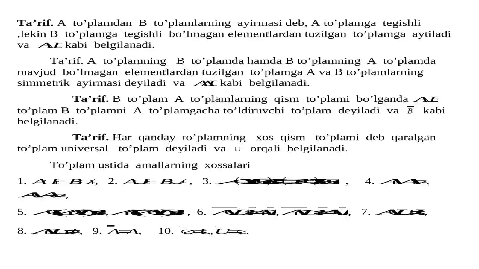 To’plam va ular ustida amallar 4