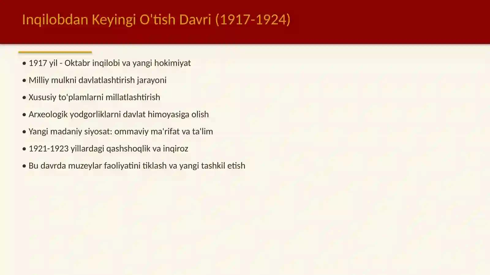 XX asrning 20-30-yillarida O'zbekistonda davlat muzeylarining tashkil etilishi 4