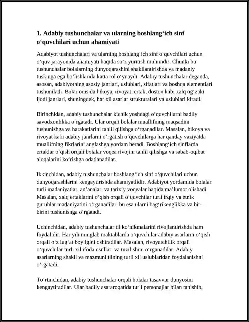 BOSHLANG‘ICH SINF O‘QUVCHILARIDA ADABIY TUSHUNCHALARNI SHAKLLANTIRISHGA DOIR O‘QUV TOPSHIRIQLAR TIZIMI 4