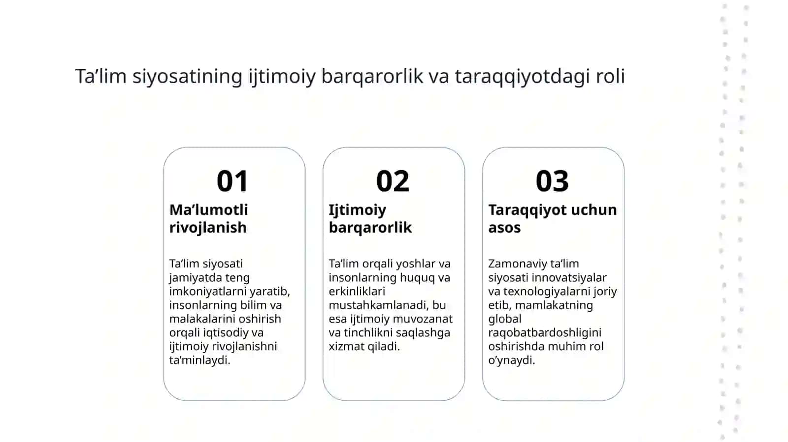 O‘zbekiston Respublikasi “Ta’lim to‘g‘risida”gi Qonunining mohiyati 4