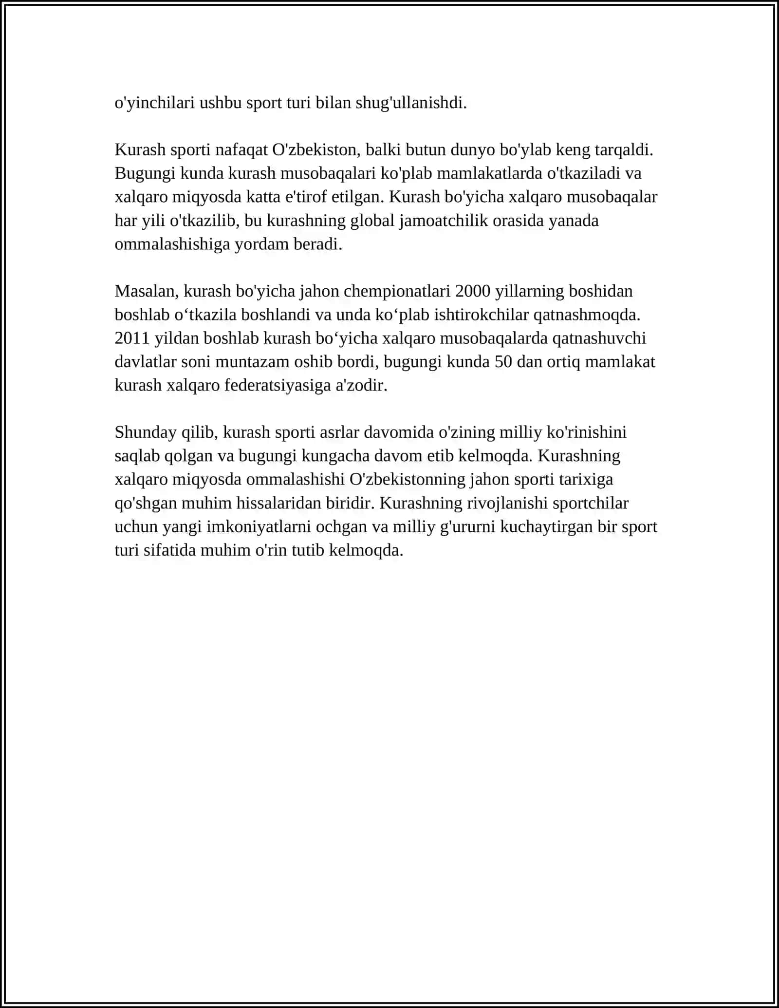 Kurash Sportining Tarixi 4