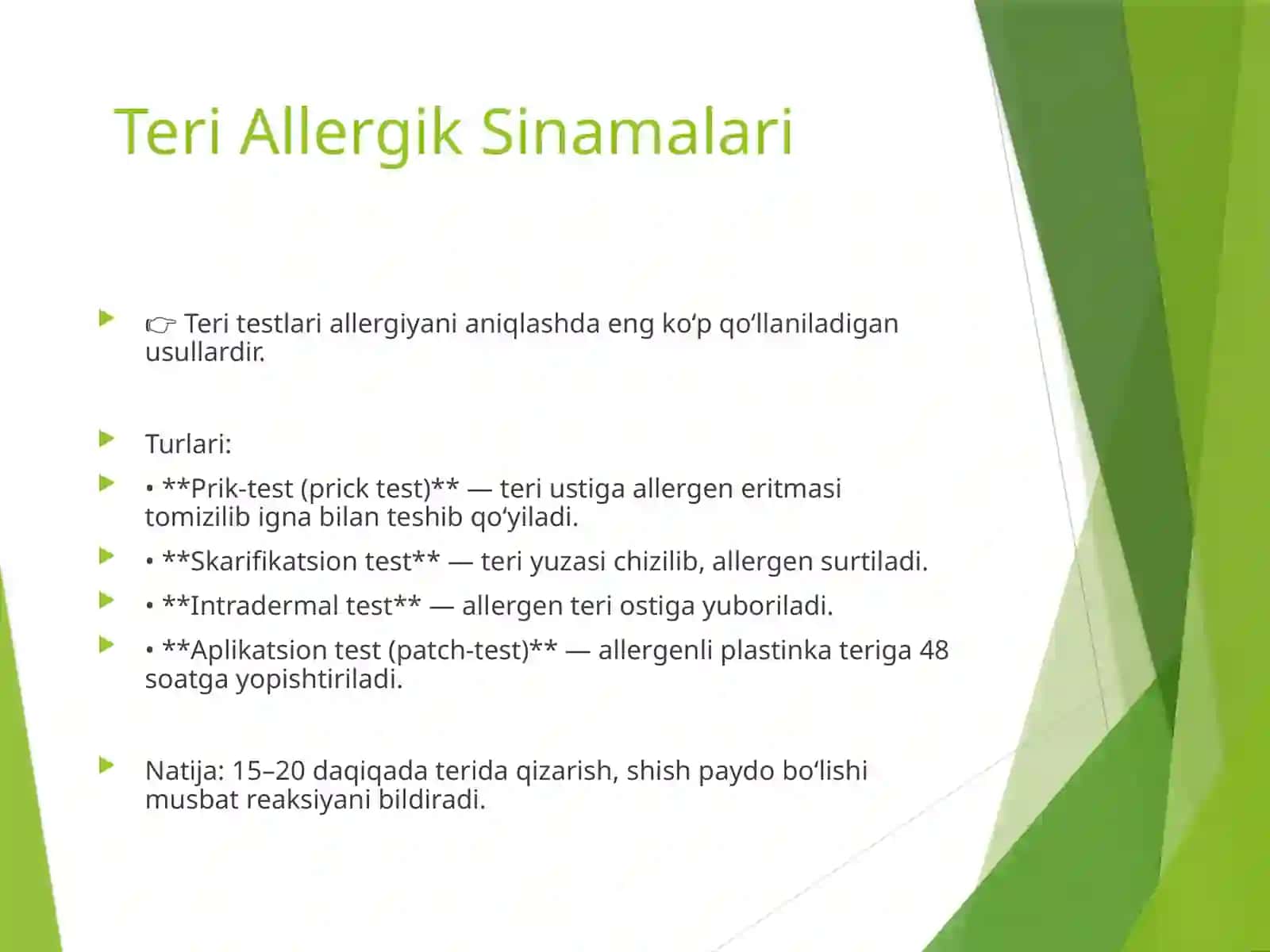 Allergiyani Tekshirish Usullari 4