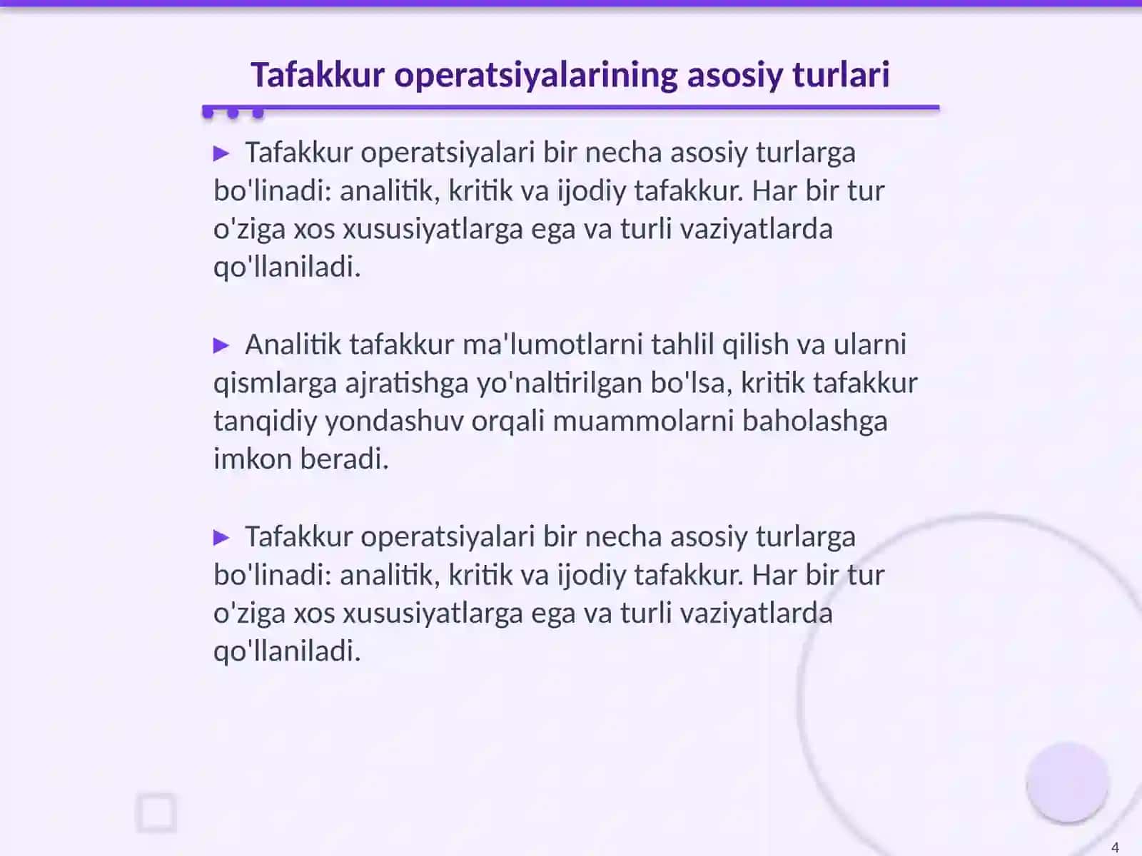 Tafakkur operatsiyalari 4