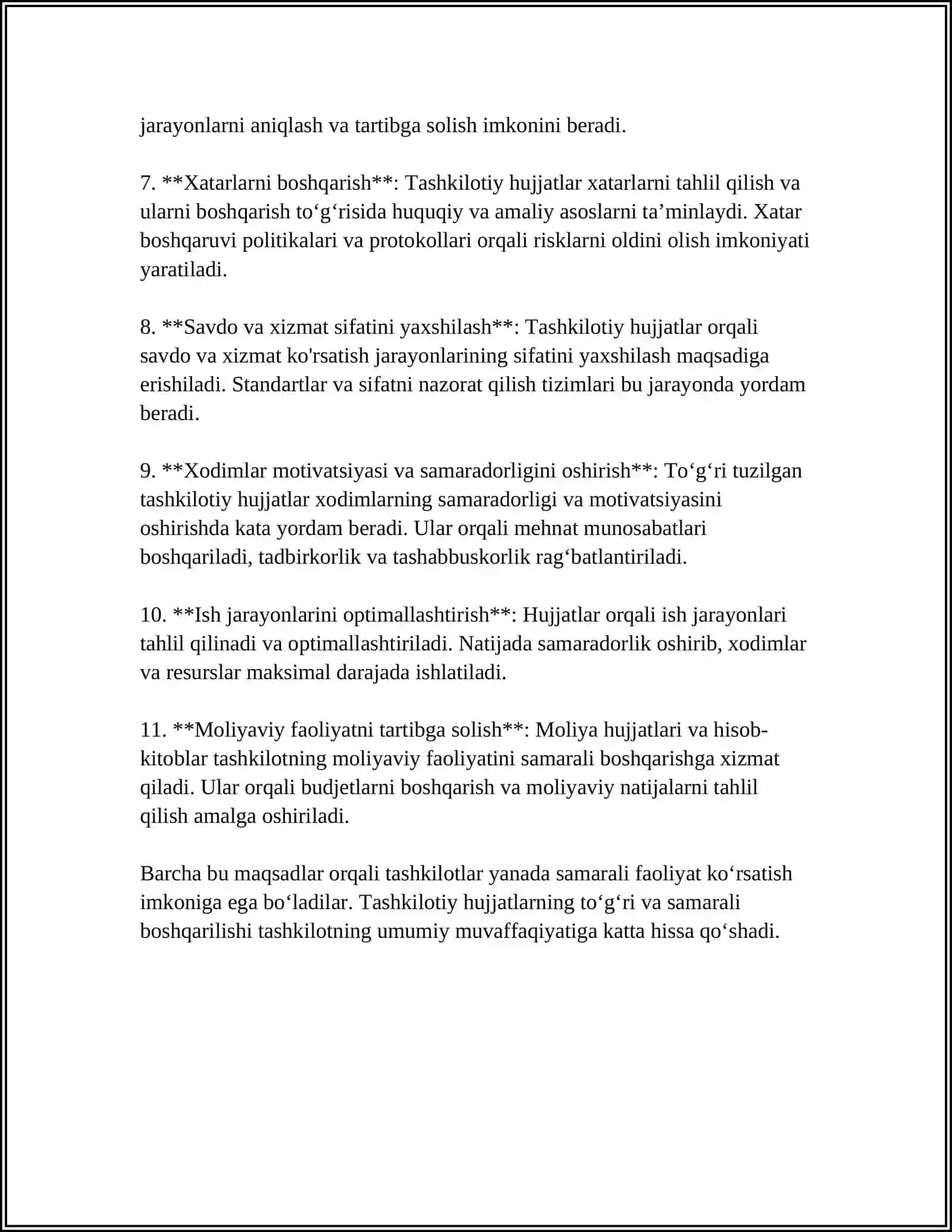 TASHKILIY HUJJATLARNING VAZIFASI. TASHKILIY HUJJATLARNING TURLARI 4