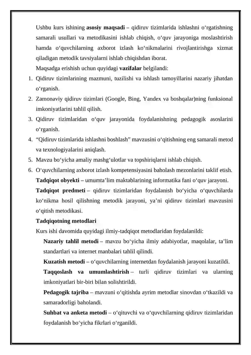 ,,Qidiruv tizimlarida ishlashni boshlash. Qidiruv tizimlari"  mavzusini o'qitish metodikasi 4