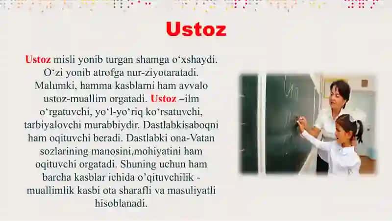 Prezident  Sh.M.Mirziyoyev o'qituvchilar va ularning vazifalari haqida 4