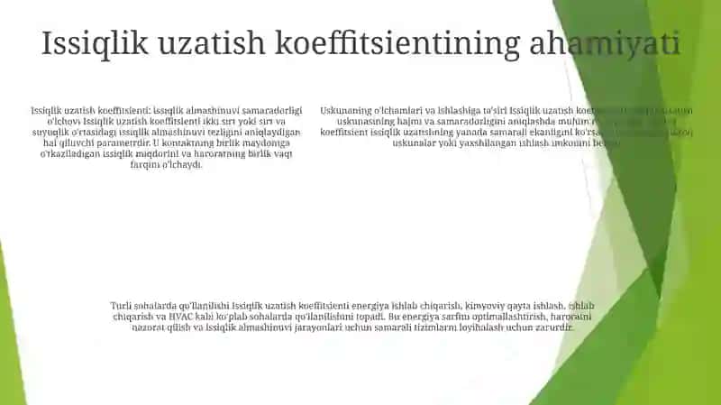 Issiqlik Berish Koeffisienti 4