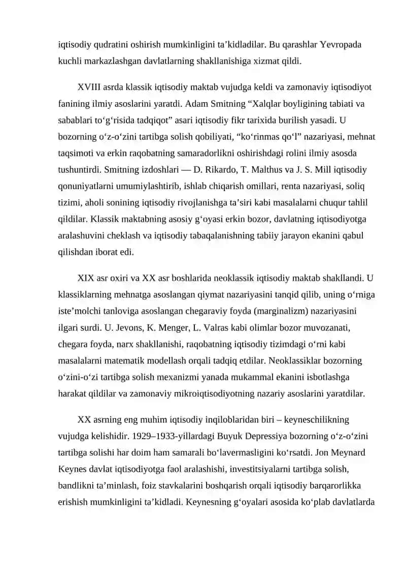Hozirgi zamon iqtisodiy qarashlari evolyutsiyasi 4