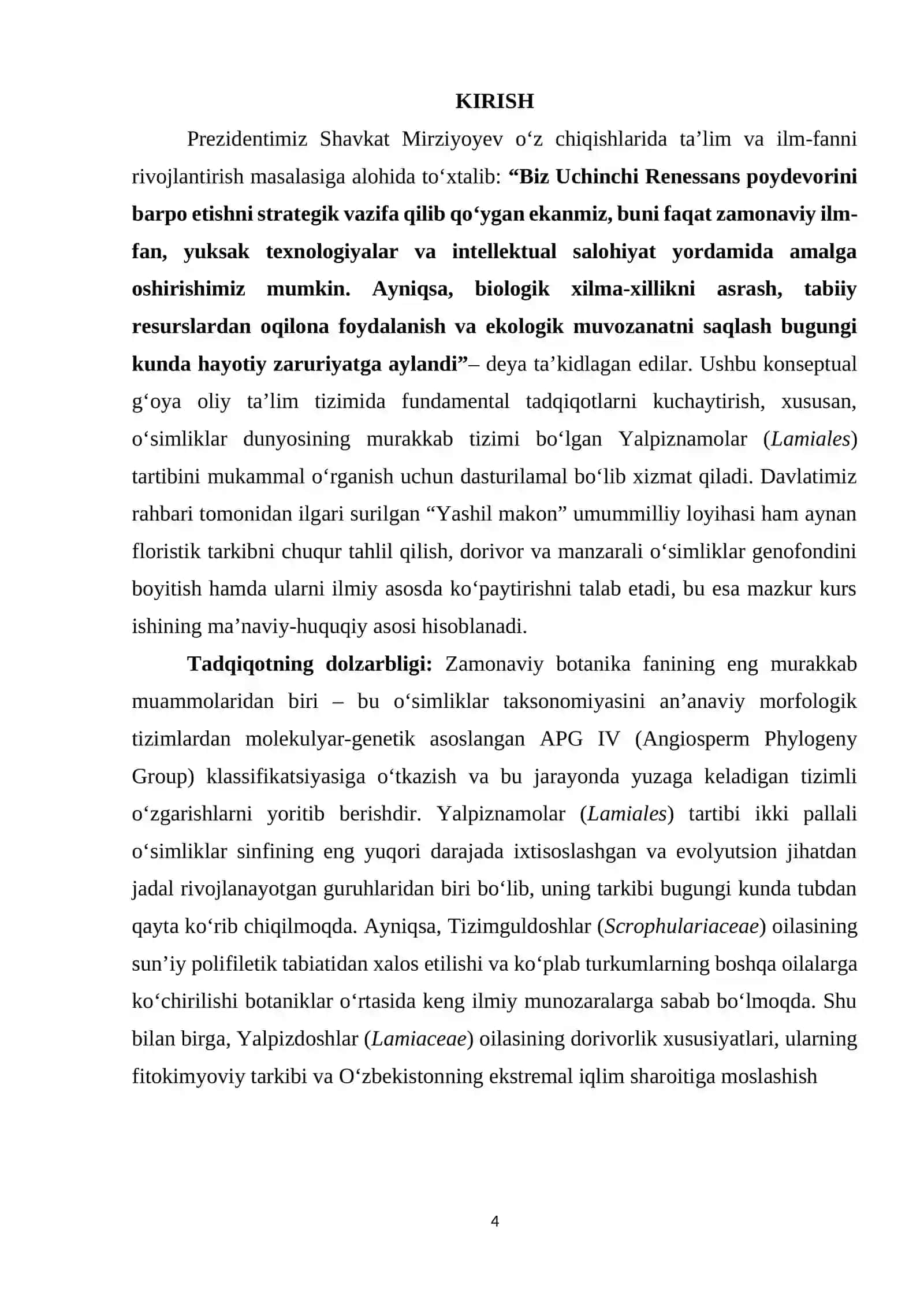 Biologiya ta’lim yo’nalishi kurs ishi 4