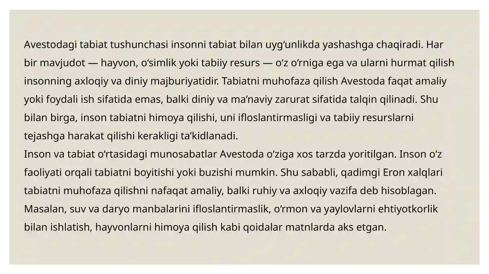 Avestoda tabiatni asrash haqida fikr va mulohazalar 4