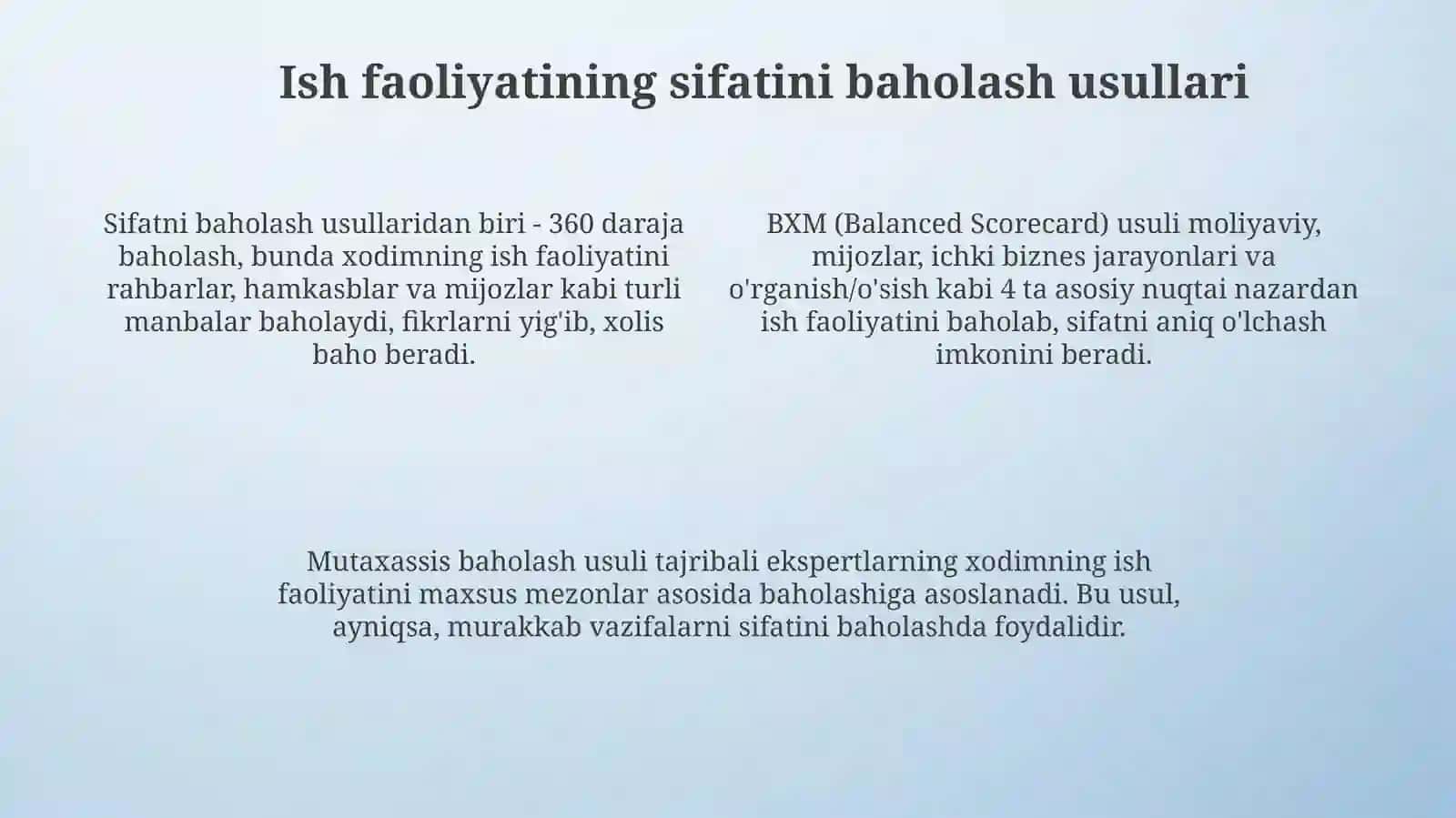 Ish faoliyatini baholashning ahamiyati 4