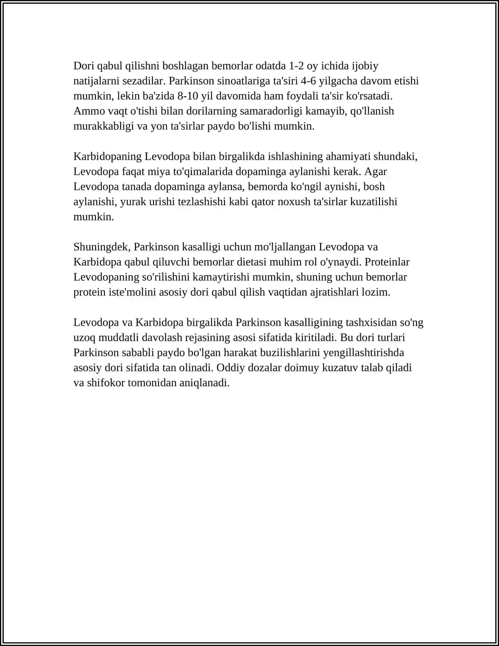PARKINSON KASALLIGINI DAVOLASHDA ISHLATILADIGAN DORI VOSITALARI 4