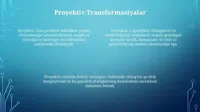 Proyektiv Tekislik va proyektiv fazo 4