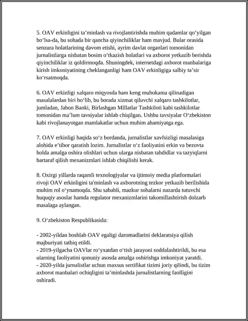 OMMAVIY AXBOROT VOSITALARI FAOLIYATINING ERKINLASHTIRILISHI VA RIVOJLANTIRISH ISTIQBOLLARI 4
