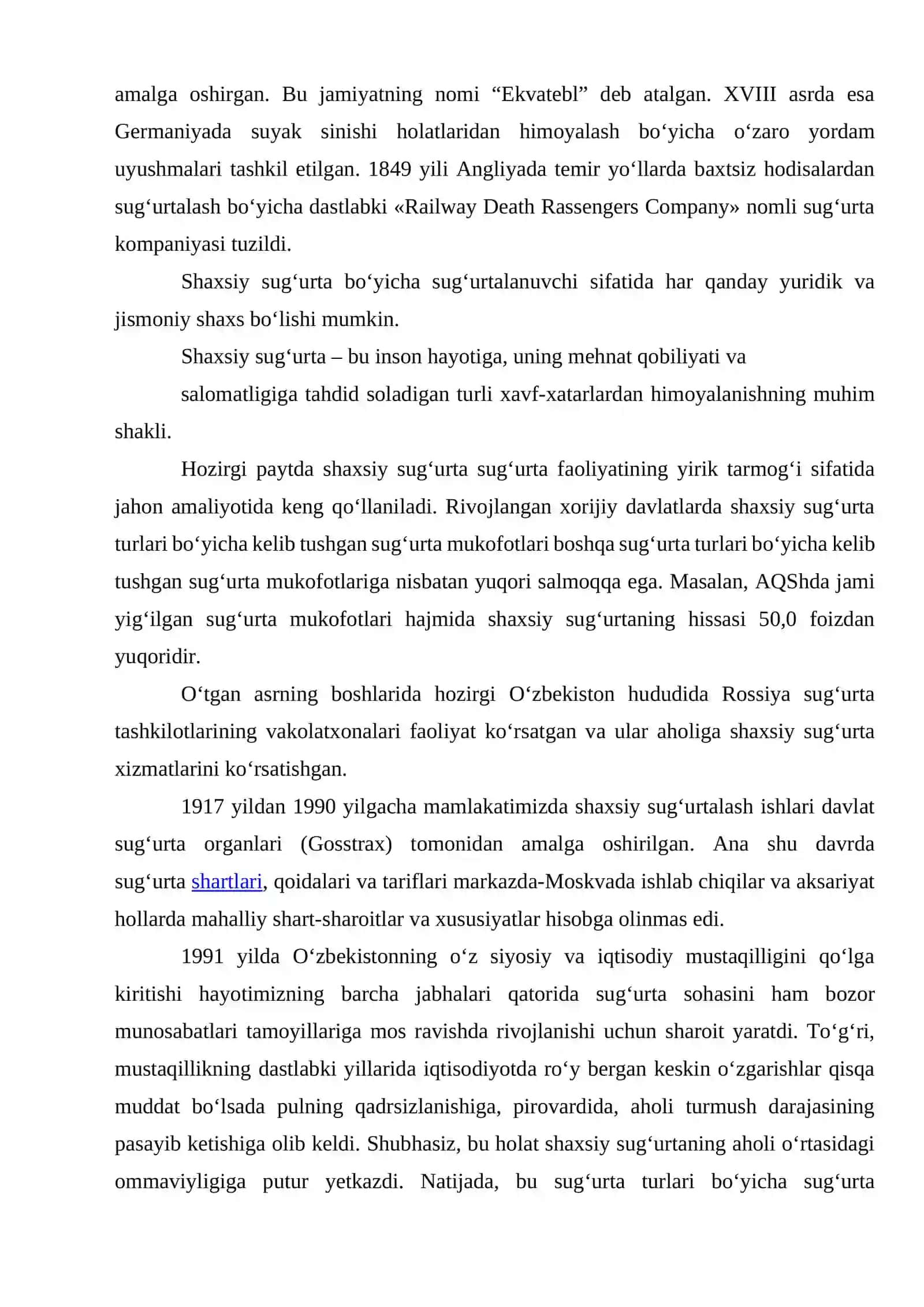 Hayot sug‘urtasi. Shaxsiy sug‘urta 4