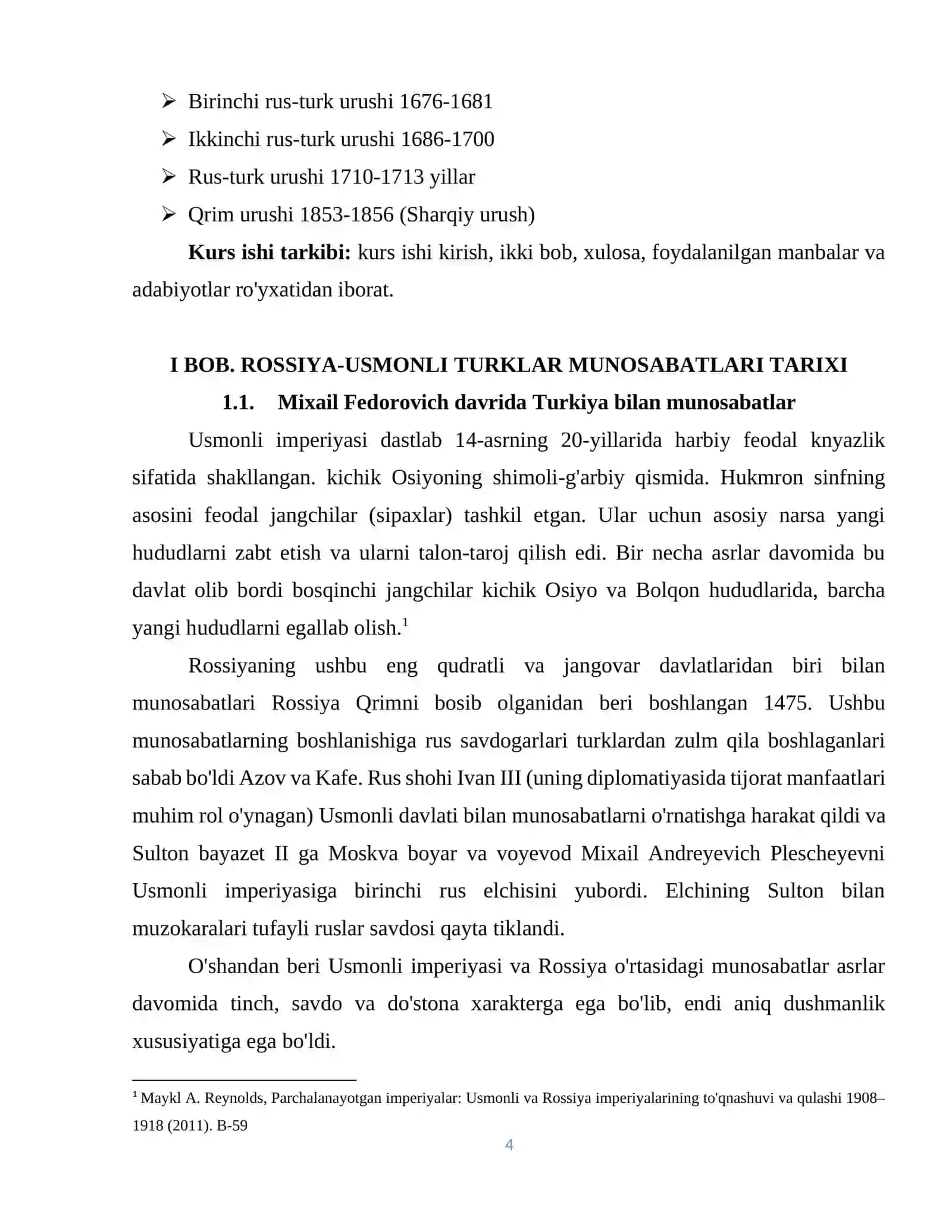 XVII-XIX asrlarda Rossiya-Turkiya munosabatlari 4