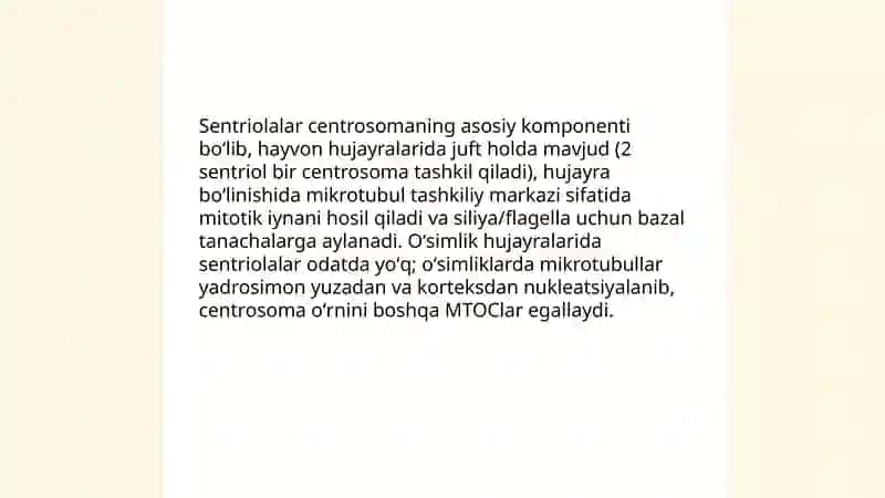 Hayvon va oʻsimlik hujayrasi boʻlinishining farqlari 4