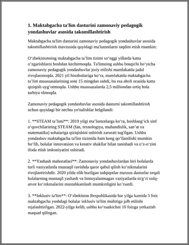 MAKTABGACHA TA'LIM TIZIMINI RIVOJLANTIRISHNING USTUVOR YO'NALISHLARI 4