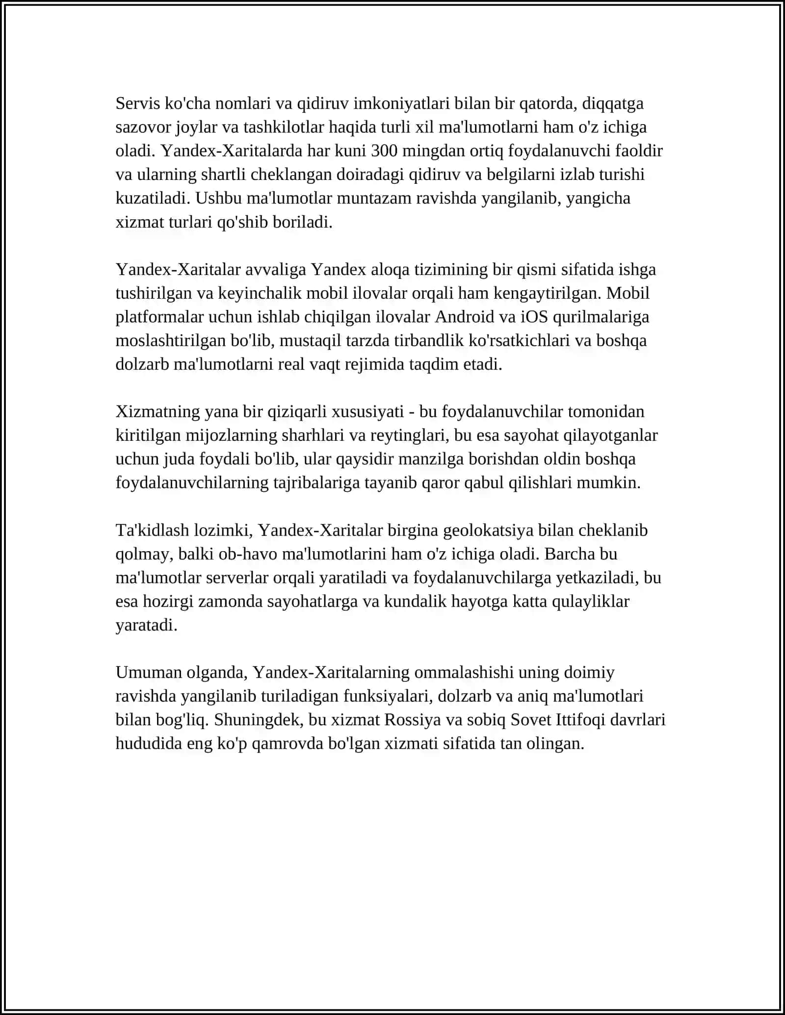 YANDEX-XARITALAR GEOGRAFIK AXBOROT TIZIMI HAQIDA TUSHUNCHA 4
