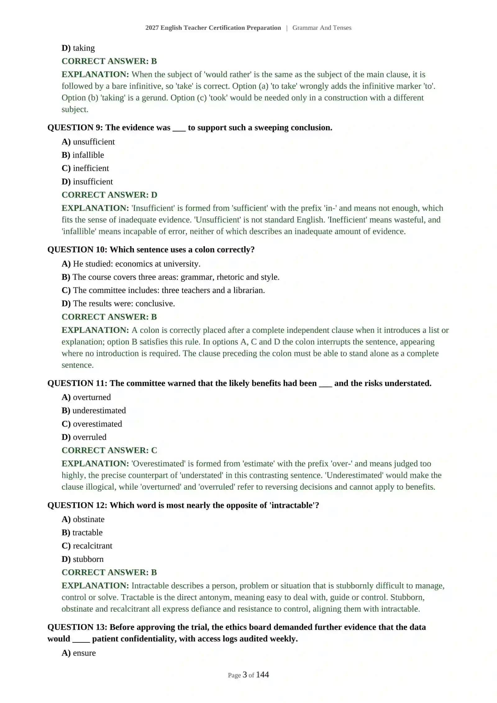 C1-C2 ENGLISH TEACHER CERTIFICATION - GRAMMAR AND TENSES - 2027 CERTIFICATION PREPARATION 4
