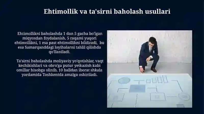 Xavfning ustunlik soni baholash mezonlarini aniqlash 4