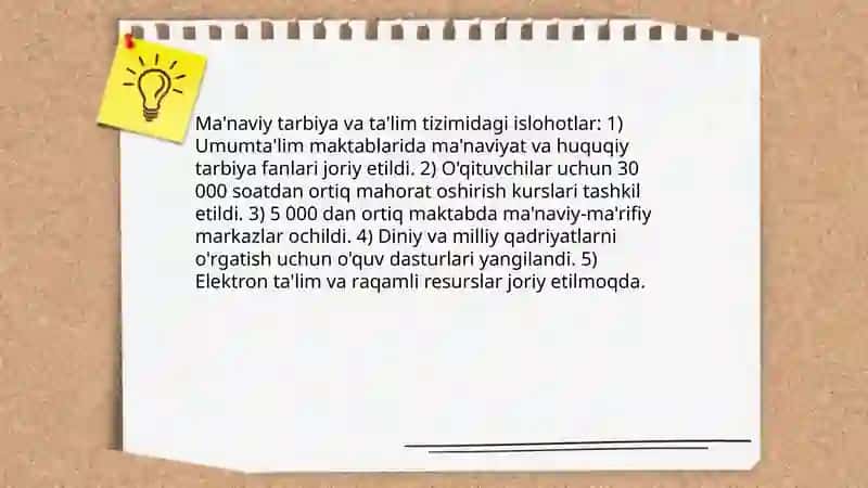 Yangi O'zbekistonda amalga oshirilayotgan manaviy o'zgarishlar 4
