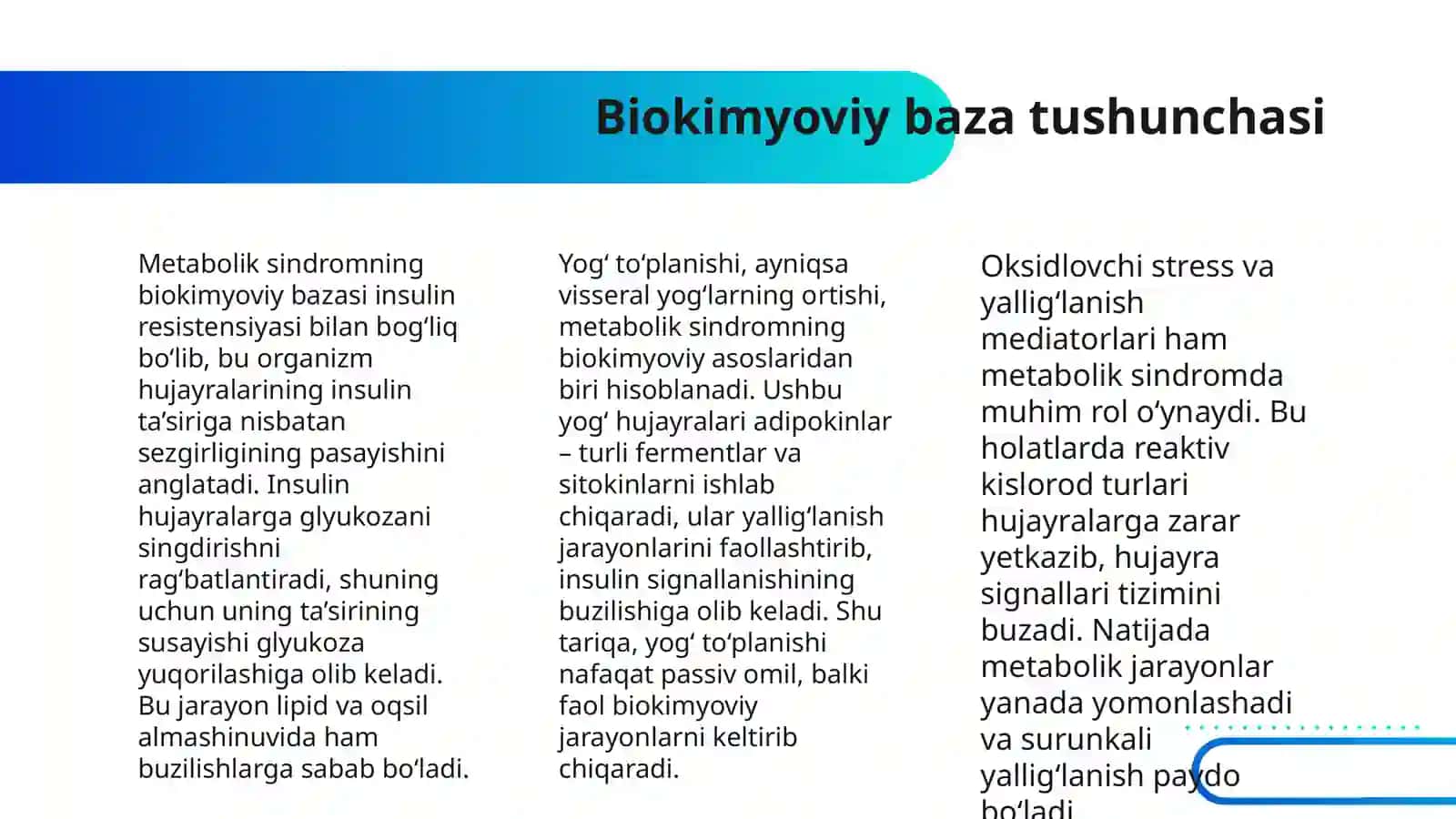 METABOLIK SINDROM KELIB CHIQISHINING BIOKIMYOVIY ASOSLARI VA ASORATLARI 4