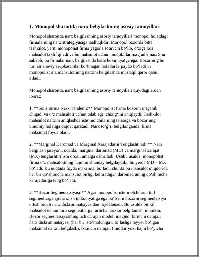 MANOPOL SHAROITDA NARX BELGILASH VA MANOPOL HOKIMIYAT KOʻRSATKICHI 4