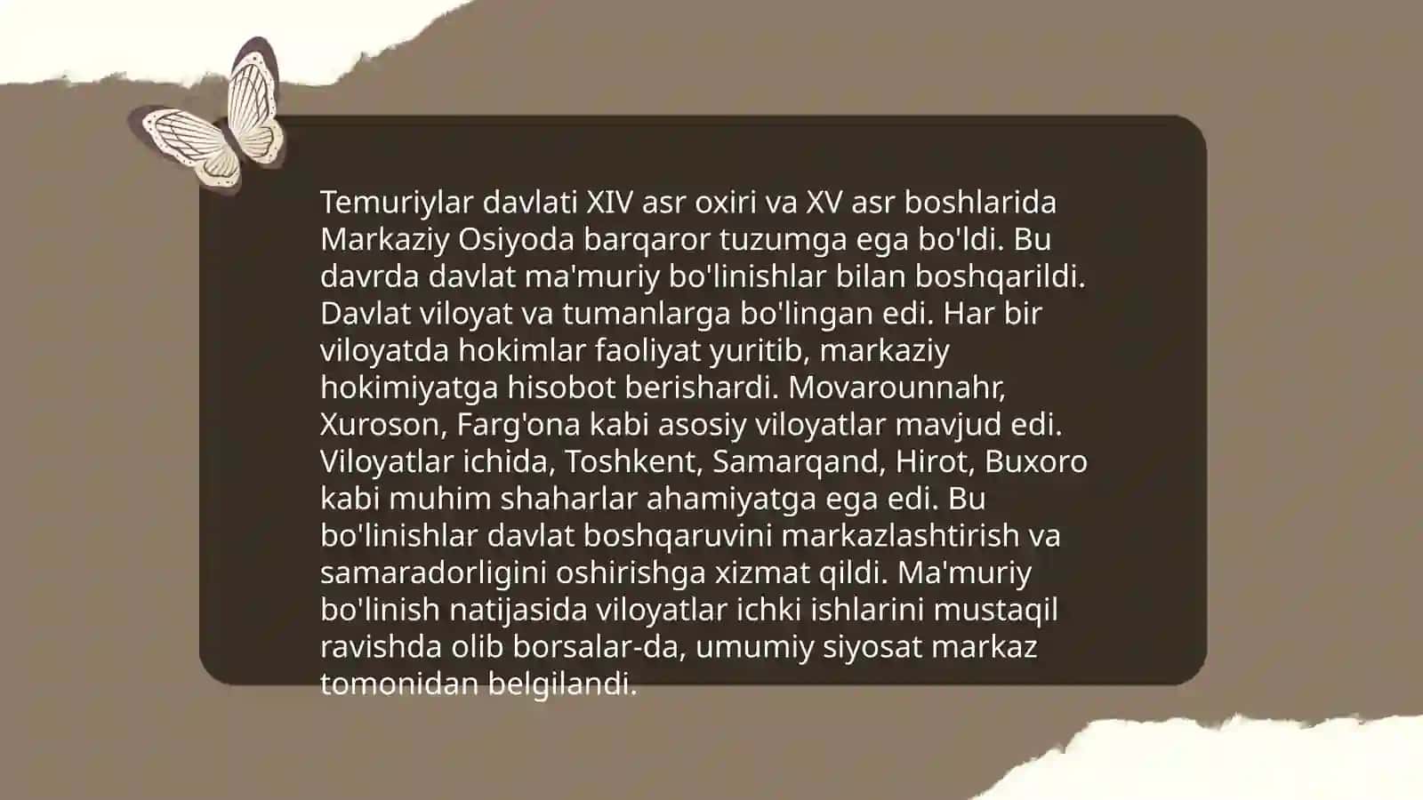 Amir Temur va Temuriylar davlati tarixiy geografiyasi 4