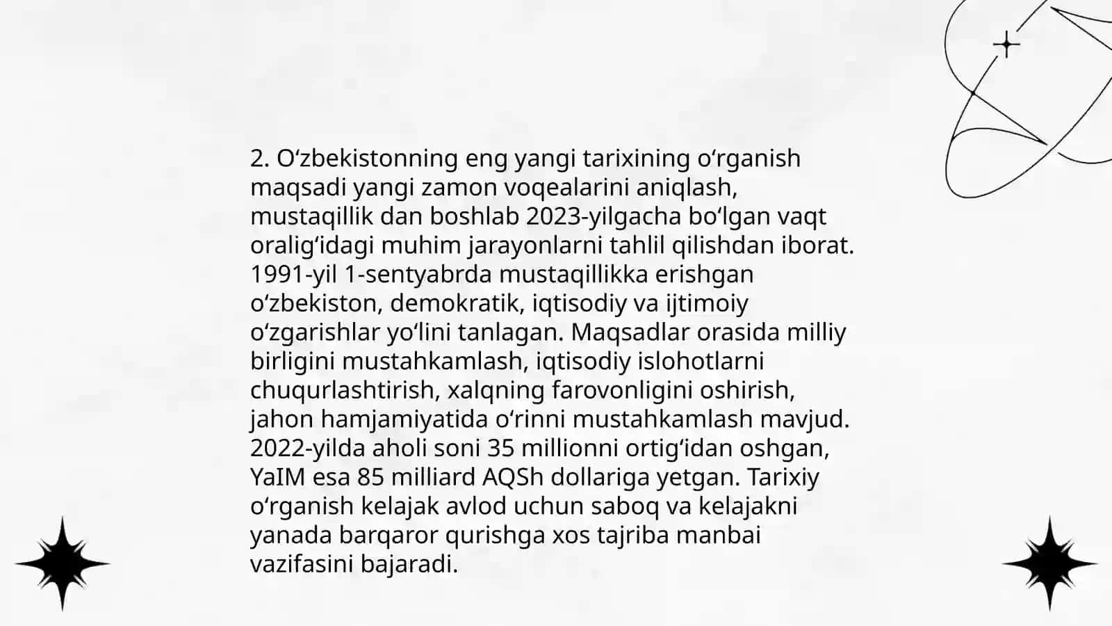 Oʻzbekistonning eng yangi tarixi - Oʻquv fanining predmeti, maqsadi va vazifalari, nazariy metodologik tamoyillari 4
