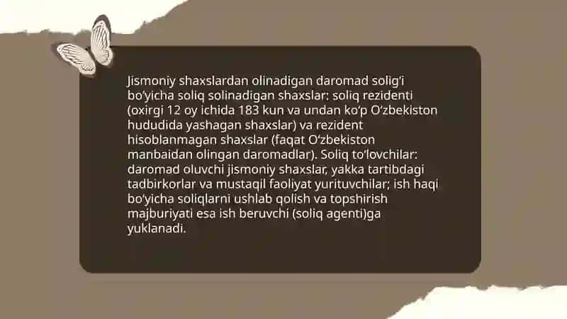 Daromad solig'i jismoniy shaxslardan olinadigan daromad solig'i 4