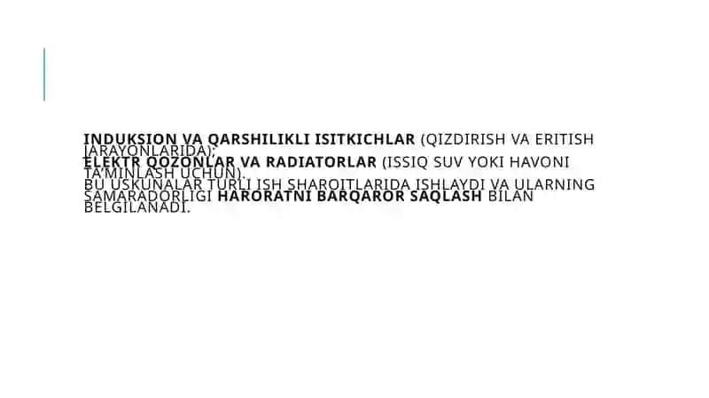 Elektr isitish uskunalarining harorat rejimlarini avtomatik rostlash. 4