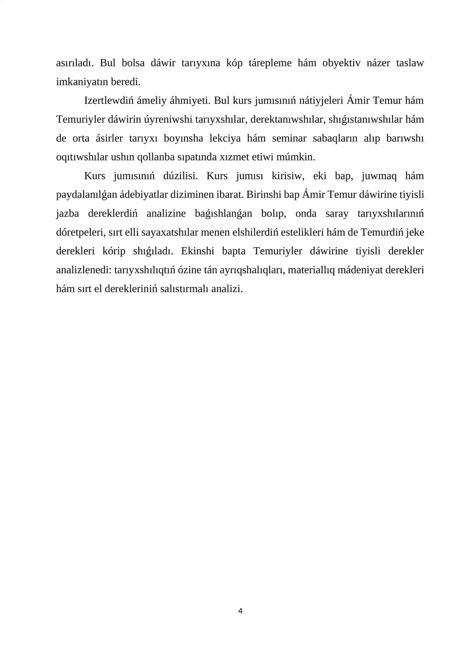 ÁMIR TEMUR HÁM TEMURIYLER DÁWIRI TARIYXINA TIYISLI DEREKLERDIŃ ANALIZI 4