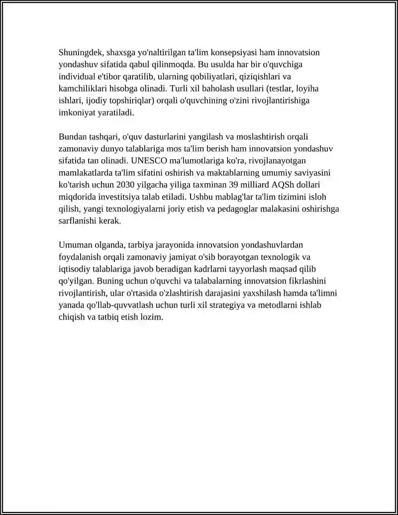 TARBIYA JARAYONINI TASHKIL ETISHGA DOIR YONDASHUV 4
